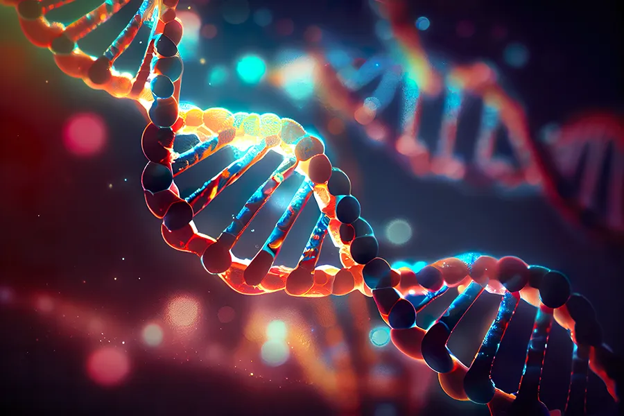 3D illustration of a DNA genetic strand. Get Medical Genetic Testing from Tanya Zboril, NP of TBT Medical in Regina.